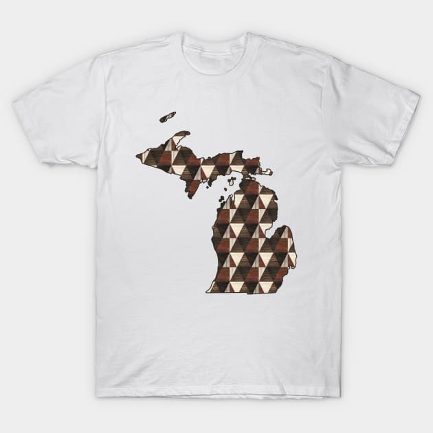 Michigan Wood Grain Geometric Pattern T-Shirt by CheriesArt